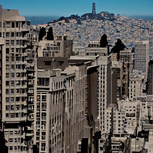 Prompt: photograph of San Francisco, Leica M9, depth of field, 1950s