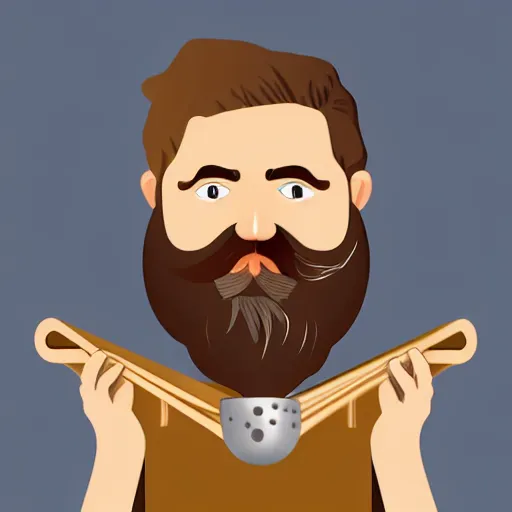 Image similar to bearded man turns bowl using woodlathe, lathe, machinery, vector art