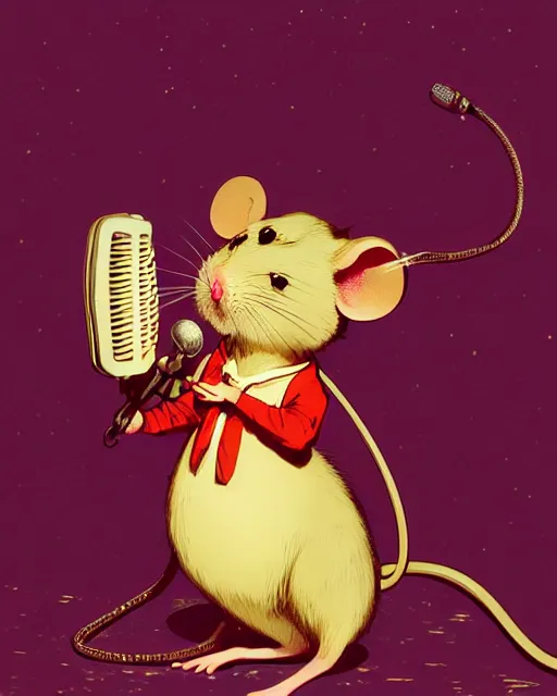 Prompt: anthropomorphic art of anthropomorphic mouse singing in microphone, victorian bright clothing by artgerm, victo ngai, ryohji hase, artstation, highly detailed digital painting, smooth, global illumination, fantasy art by greg rutkowsky, karl spitzweg