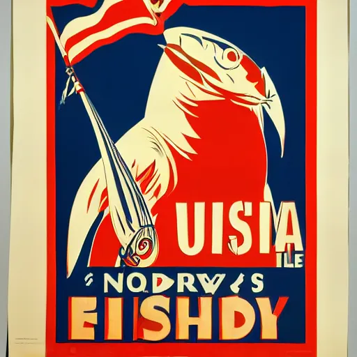 Prompt: usa propaganda poster, a fish.