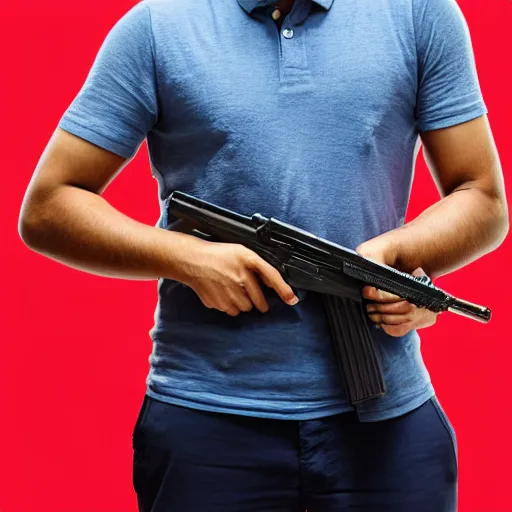 Image similar to Medium shot photograph of Rishi Sunak holding an AK-47, 8k, ultrahd