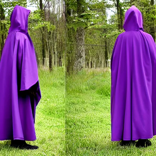 Image similar to purple cloak, full body, creepy