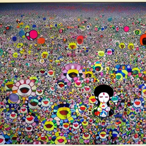 Image similar to a surreal landscape by takashi murakami