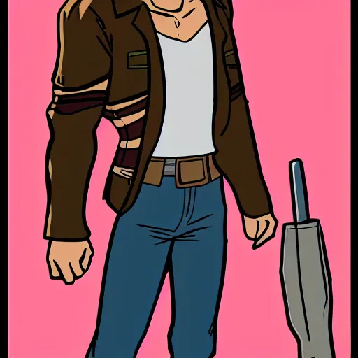 Prompt: Eren Jaeger as 80s Cartoon style