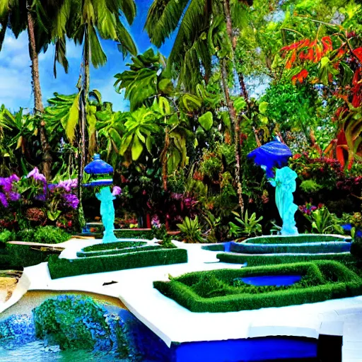 Prompt: the blue garden of lapu