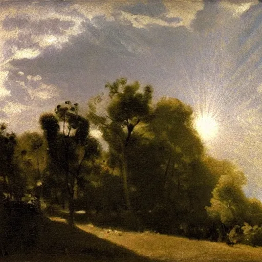 Image similar to rays of light diffracted through prism, by camille corot
