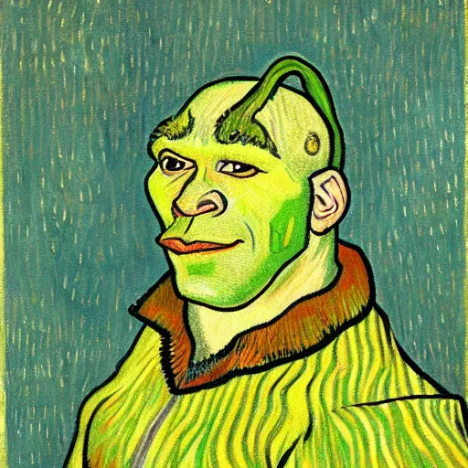 Prompt: a portrait of shrek by vincent van gogh, featured on pixiv, post - impressionism, impressionism, painterly, detailed painting