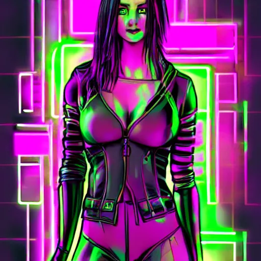 Cyberpunk Girl - Neon Mirra - Digital Art, Fantasy & Mythology