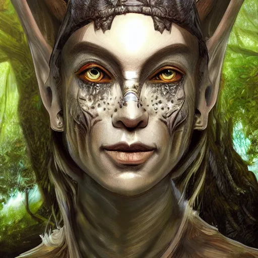 Image similar to a highly detailed portrait of a humanoid fantasy creature in a fantasy forest concept art