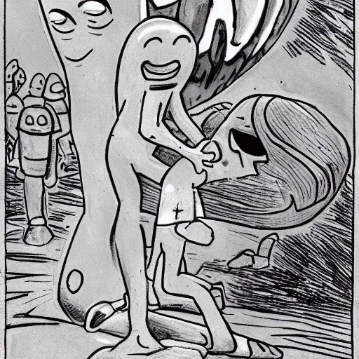 Image similar to gray alien being, abducting a human, super detailed realistic photograph