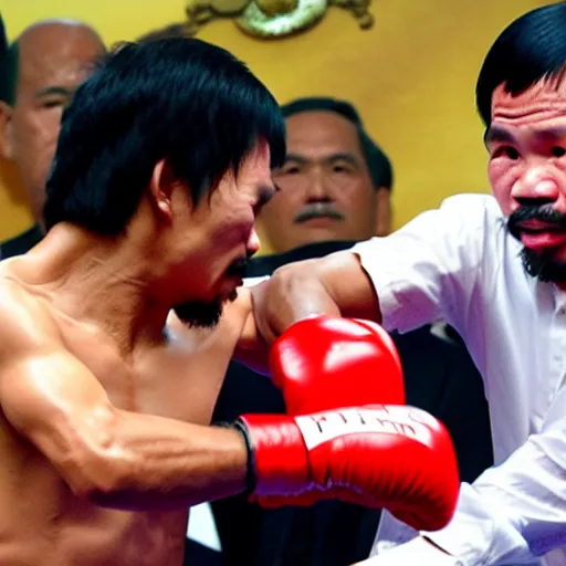 Image similar to manny pacquiao punching ferdinand marcos in the face