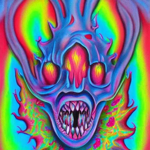 Image similar to pastel psychedelic monster hyperrealism