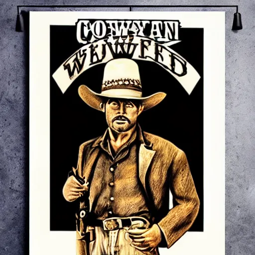 Prompt: realistic shaded poster of a cowboy wild west