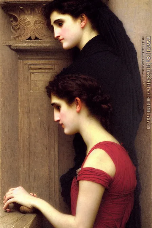 Image similar to lady in thought by auguste toulmouche and bouguereau,