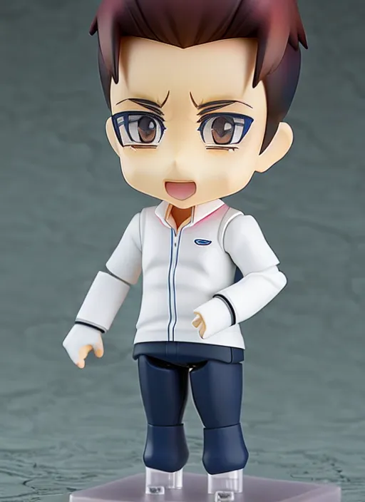 Image similar to a anime nendoroid of elon musk, car tesla 3, figurine, product photo, osamu tezuka, macoto takahashi, chibi, q posket, 8 k realistic, 3 d, cryengine, exquisite, two hands, smile, focus, symmetrical face, artstation, frostbite 3 engine