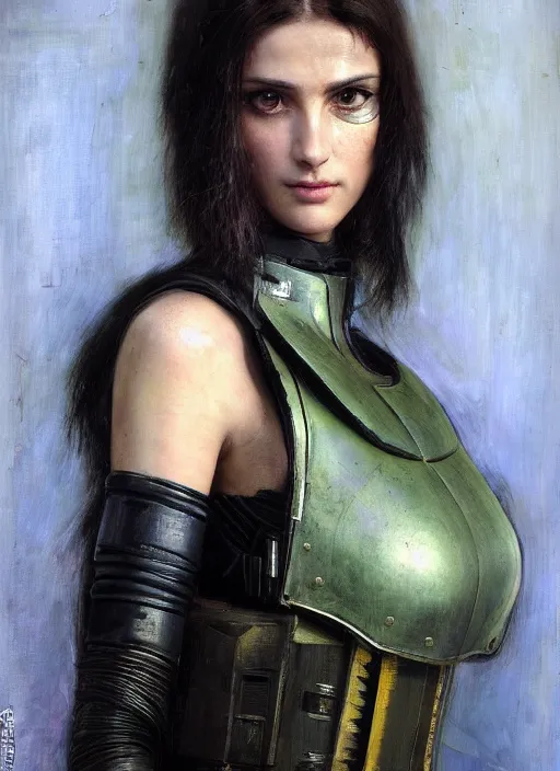 Image similar to Beautiful Maryanne. beautiful cyberpunk Frogtrooper wearing a military vest and tactical military stealthsuit (cyberpunk 2077, Blade Runner 2049). gorgeous face. Orientalist portrait by john william waterhouse and Edwin Longsden Long and Theodore Ralli and Nasreddine Dinet, oil on canvas. Cinematic, hyper realism, realistic proportions, dramatic lighting, high detail 4k