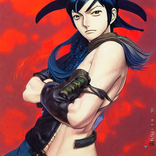 Image similar to prompt : stealthy rogue adventure character who is nico robin from one piece portrait soft light painted by james jean and katsuhiro otomo and erik jones, inspired by akira anime, smooth face feature, intricate oil painting, high detail illustration, sharp high detail, manga and anime 1 9 9 9