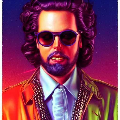 Prompt: outrun synthwave portrait of glamor shakespeare in sunglasses, theater background | highly detailed | very intricate | professional model | cinematic lighting | painted by donato giancola and mandy jurgens and charlie bowater | bold colors, artdeco, art deco vaporwave anime aesthestic, 8 0's nostalgia | featured on artstation