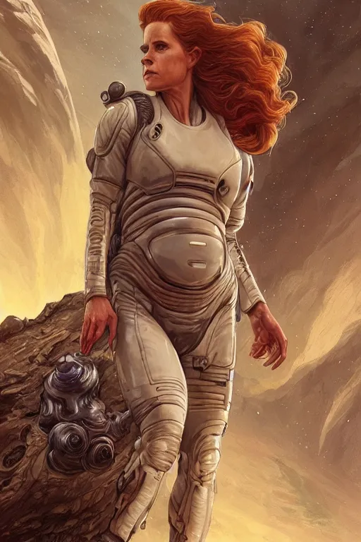 Image similar to alien planet, astronaut Amy Adams as a ruggedly handsome hero, intricate, elegant, highly detailed, centered, digital painting, artstation, concept art, smooth, sharp focus, illustration, art by artgerm and donato giancola and Joseph Christian Leyendecker, WLOP