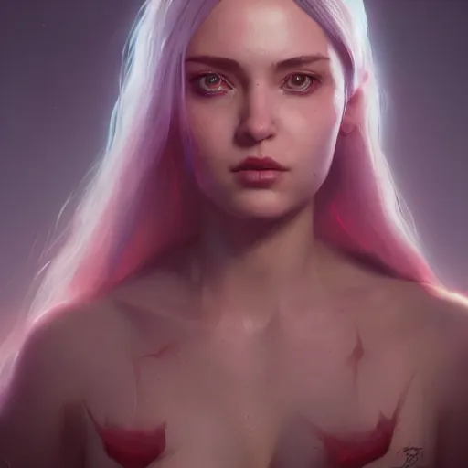 Image similar to a sensual portrait of a female huggy wuggy from poppy playtime video game, oil painting, Greg Rutkowski, Charlie Bowater, Beeple, unreal 5, DAZ, hyperrealistic, octane render, RPG portrait, dynamic lighting, fantasy art, beautiful face