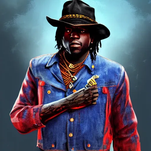 Image similar to Rapper Chief Keef In red dead redemption 2 digital art 4K quality super realistic