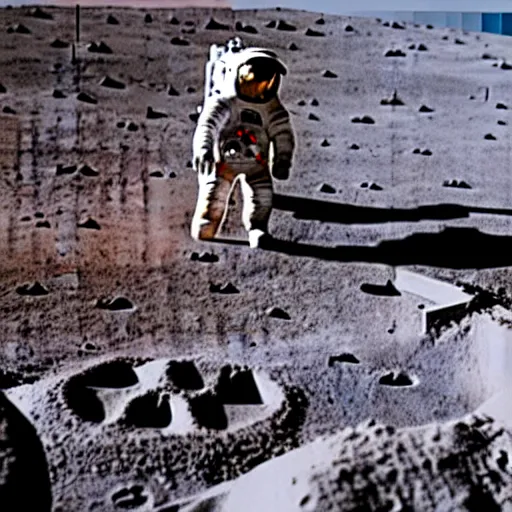 Image similar to photo of astronaut building a sand castle on the moon, 3 5 mm, full - hd