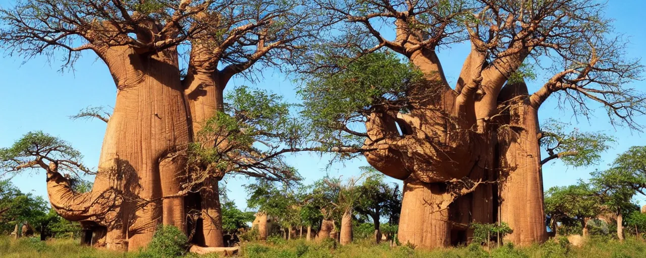 Image similar to Beautiful gigantic baobab tree, where birds make their nests, made of LEGO, in the style of LEGO