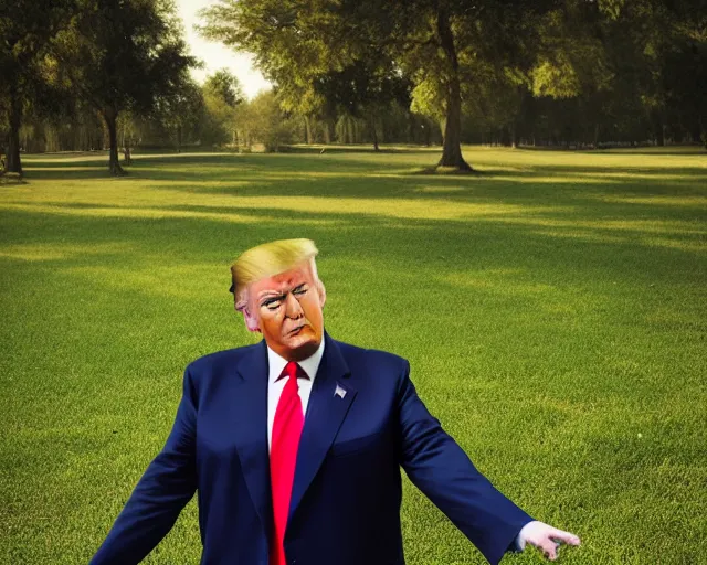 Image similar to award winning 5 5 mm portrait photo of trump as songok, in a park by stefan kostic.