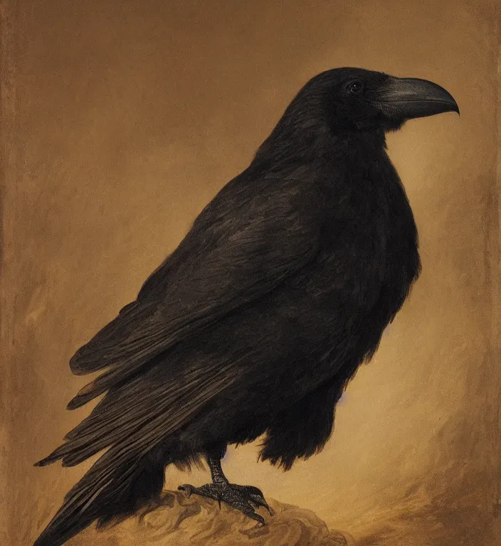 Image similar to a breathtakingly stunningly beautifully highly detailed portrait of a majestic raven, by sidney cooper and rosetti and turner, 4 k