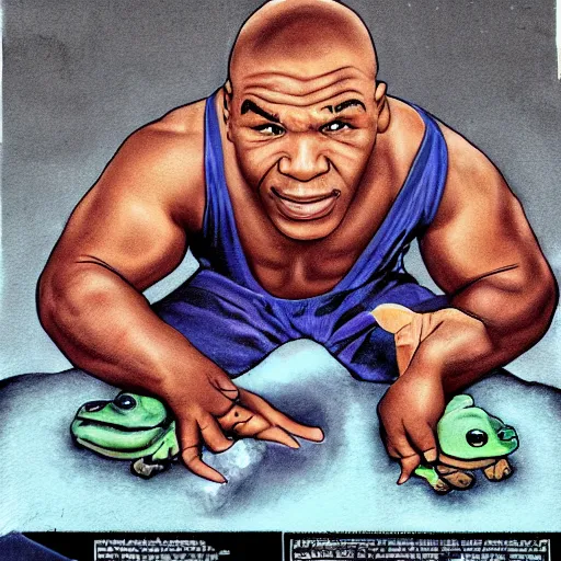 Image similar to mike tyson as a very giant toad