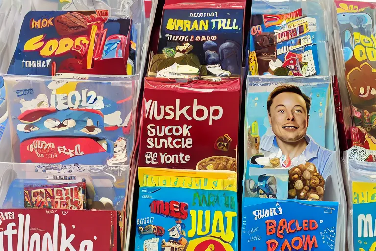 Image similar to elon musk cereal box