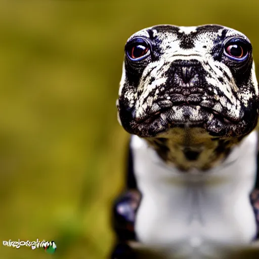 Image similar to a portrait photo of frog dog, award winning photography, 5 0 mm