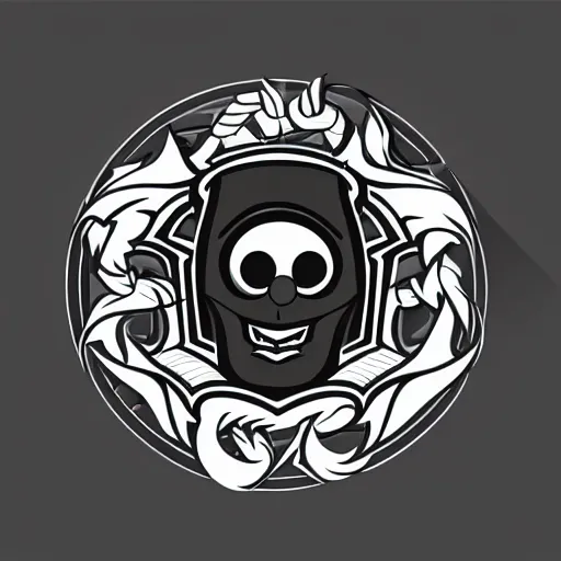 Image similar to black dark discord logo , vector illustration , trending on artstation