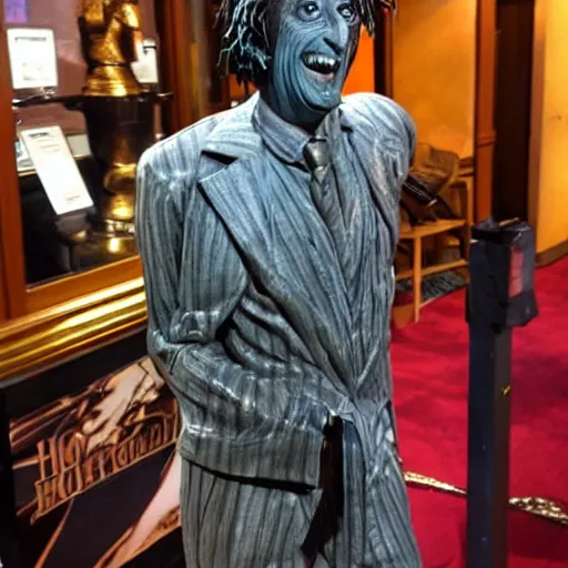 Prompt: a statue of the the actor beetlejuice from the howard stern show