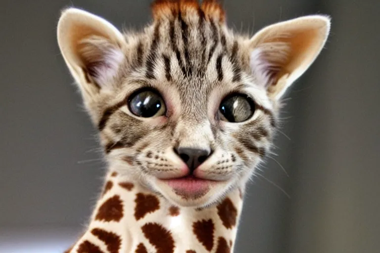 Image similar to a kitten giraffe hybrid