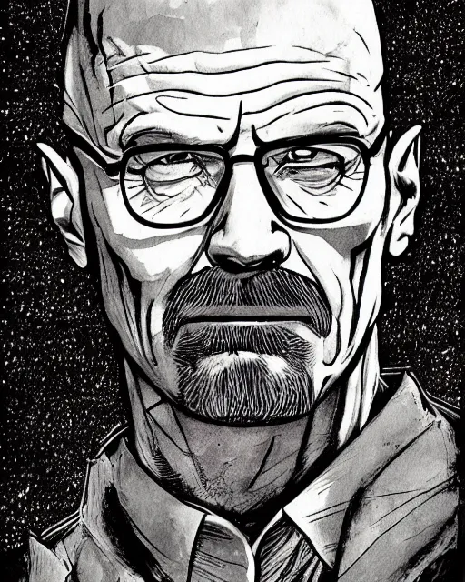 Image similar to portrait of walter white as the batman, illustration, art by neil gaiman