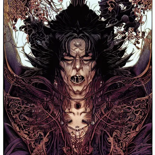 Image similar to portrait of the unseen elder vampire from wicher 3, symmetrical, by yoichi hatakenaka, masamune shirow, josan gonzales and dan mumford, ayami kojima, takato yamamoto, barclay shaw, karol bak, yukito kishiro