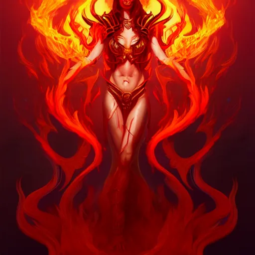 Image similar to Queen of fire and death, highly detailed, digital painting, artstation, concept art, smooth, sharp focus, illustration