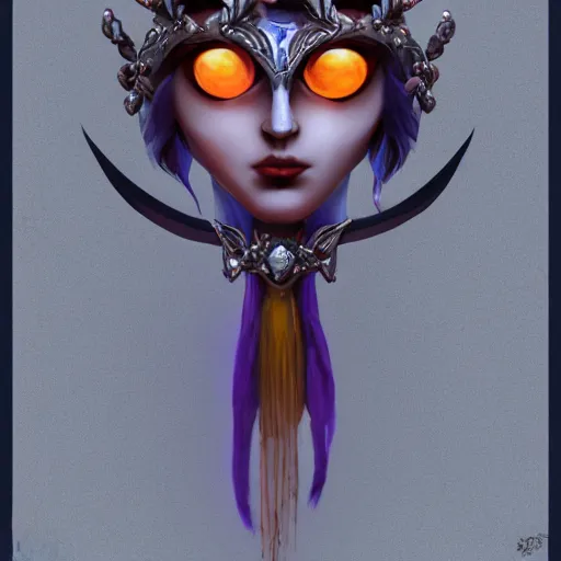 Prompt: Artemixel, the modern reincarnation of the old selenium god of hunt and moon, also known as Artemis or Selene, carrying the crown of the crescent moon. They are crowned by a bright and slightly bluish crescent like the brightness of the night. Treding on Artstation, digital art, concept art