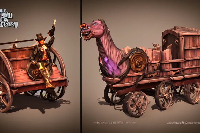 Image similar to 3d sculpt of a gothic circus wagon, artstaton, League of Legends, red dead redemption2, overwatch, digital illustration