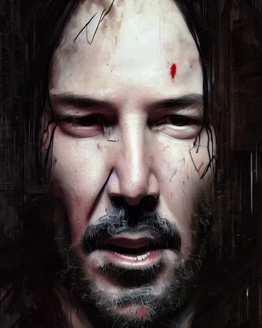 Image similar to keanu reeves as a ghost, hyper realistic face, beautiful eyes, fantasy art, in the style of greg rutkowski, intricate, hyper detailed, smooth