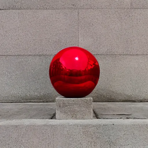 Prompt: chrome spheres on a red cube, kintsugi