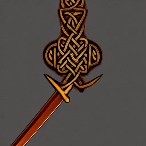 Prompt: Sprite of a Celtic sword, very detailed, Gamin, sharp focus, ArtStation, 4k