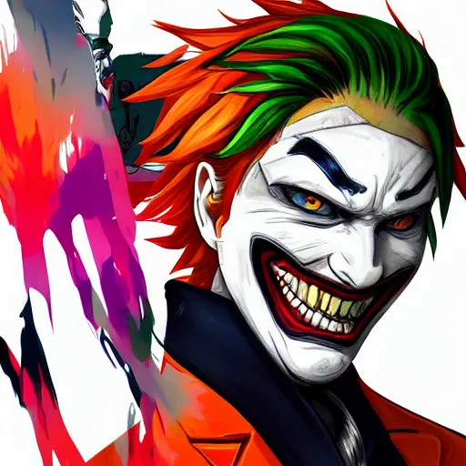 Image similar to Joker looks like Naruto, Joker as Naruto, high quality art, artbreeder, artstation