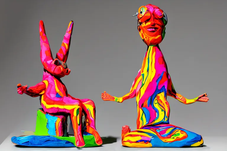 Image similar to one cartoon psychedelic sculpture toy on display