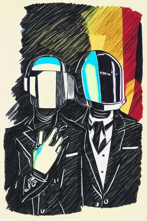 Prompt: Daft Punk drawn by Picasso