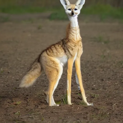 Prompt: photo of a fennec fox giraffe hybrid