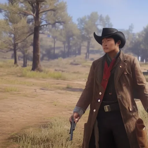 Image similar to Film still of Jeon Jung-kook, from Red Dead Redemption 2 (2018 video game)