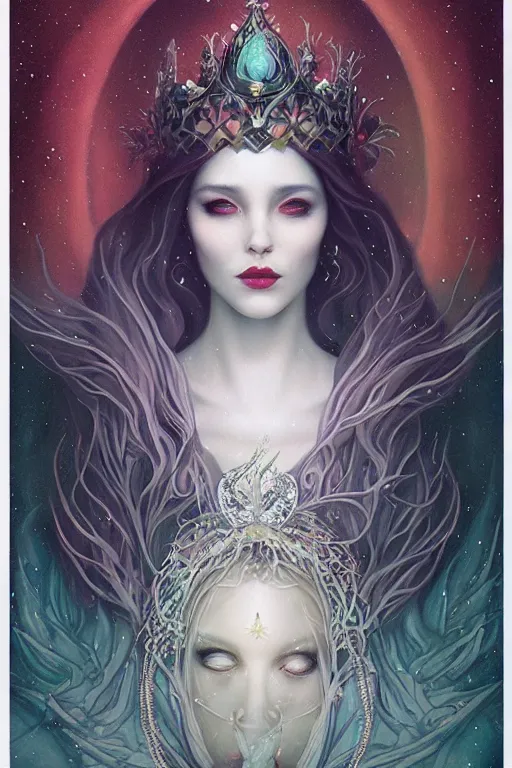 Image similar to jeweled Crown, other worldly, fairy winter court, art nouveau, by Anato Finnstark, Tom Bagshaw, Brom