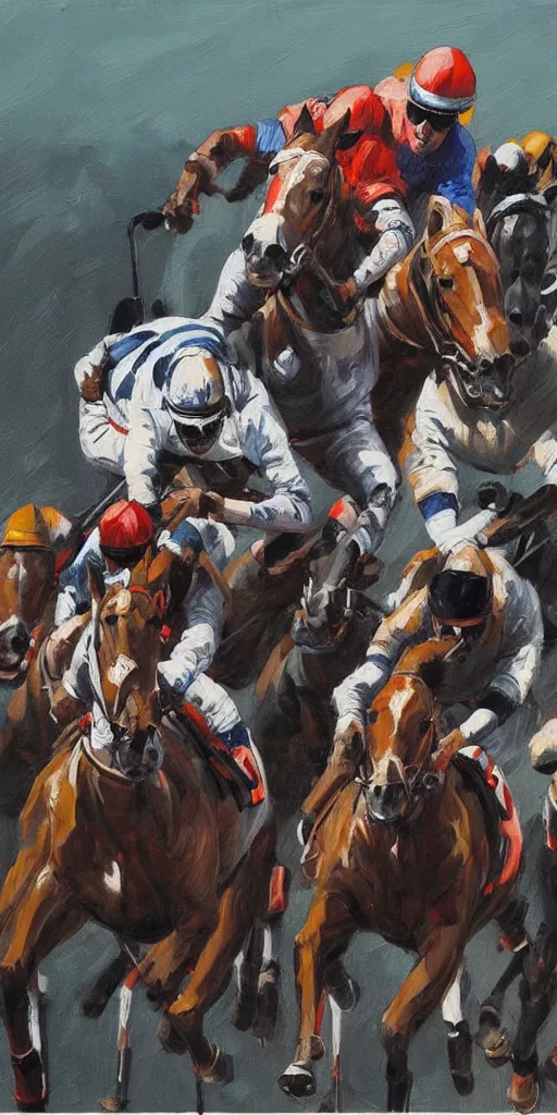 Prompt: oil painting scene from Horse racing by kim jung gi